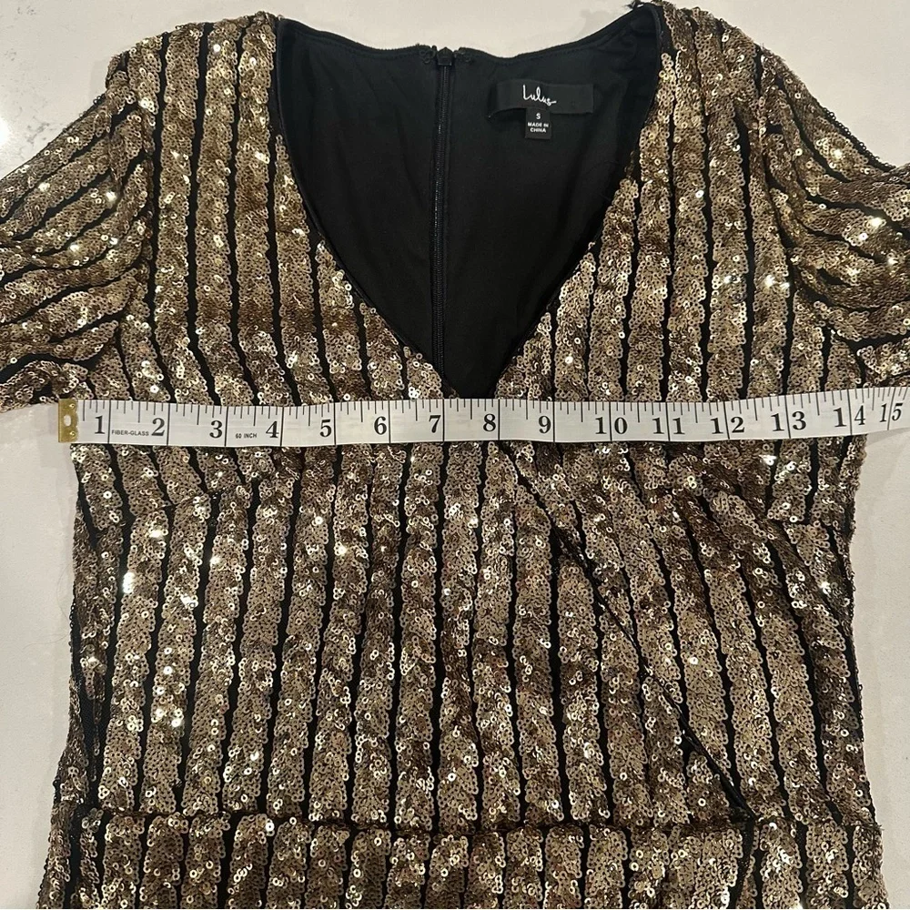 Lulu's Party Starts Now Shimmering Gold Sequin Long Sleeve Dress - Picture 10 of 11